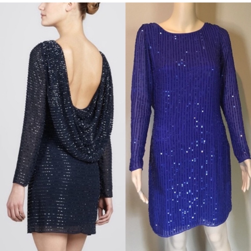 Aidan Mattox Royal Blue Cowl Back Dress